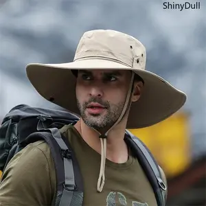 Men's Wide Brim Bucket Hat - Breathable UV Protection Sun Hat for Fishing & Hiking
