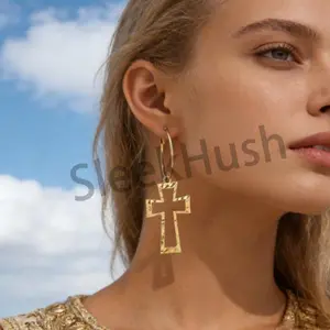 SleekHush Studded Cross Dangle Earrings - 1 Pair Vintage Unisex Punk Accessories, Chic Women's Costume Jewelry Gift, Ideal for Parties, Prom & Daily Wear