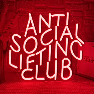 Anti Social Lifting Club Neon Sign - Modern Mood Lighting, USB Powered, Wall-Mounted Gym Decor for Home & Workout Spaces