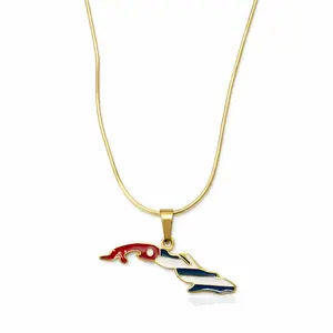 DIDIRAY 14k Gold Plating Cord-style Chain Necklace with Cuba Island Pendant 18 Inch Length Premium Finish Elegant Gift Jewelry