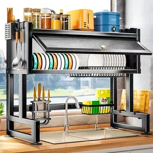 Home Cabinet Doors Kitchen Storage Rack Sink Dish Tray Storage Rack Multi-Functional Countertop Drain Rack