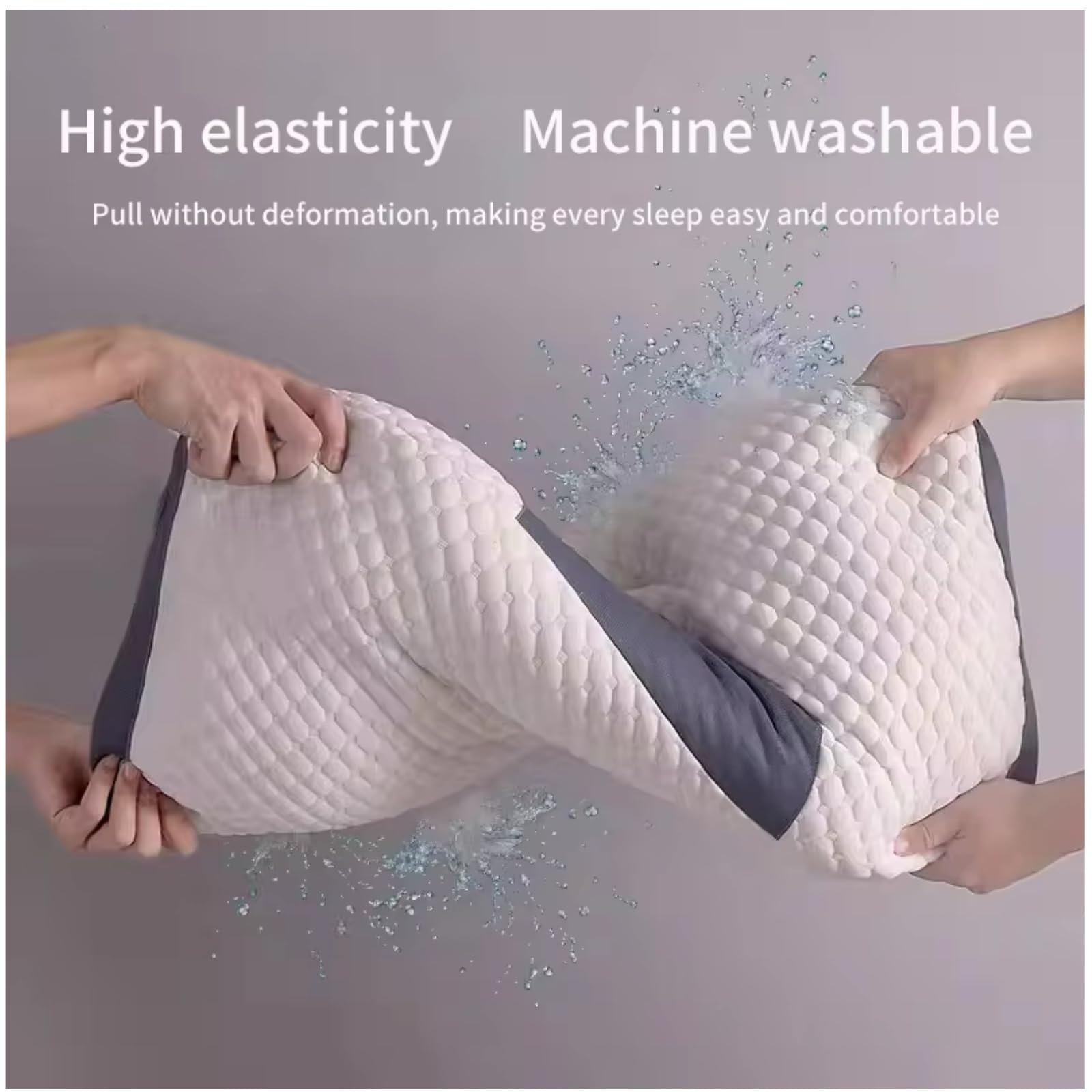 2PC Cervical Breathable Fabric Ergonomic Pillow Contour Orthopedic Neck Traction Pillow for Shoulder Neck Pain Relief Side Sleeper,Cervical Neck Support Massage Pillows Lifting Non Collapsing Breathable