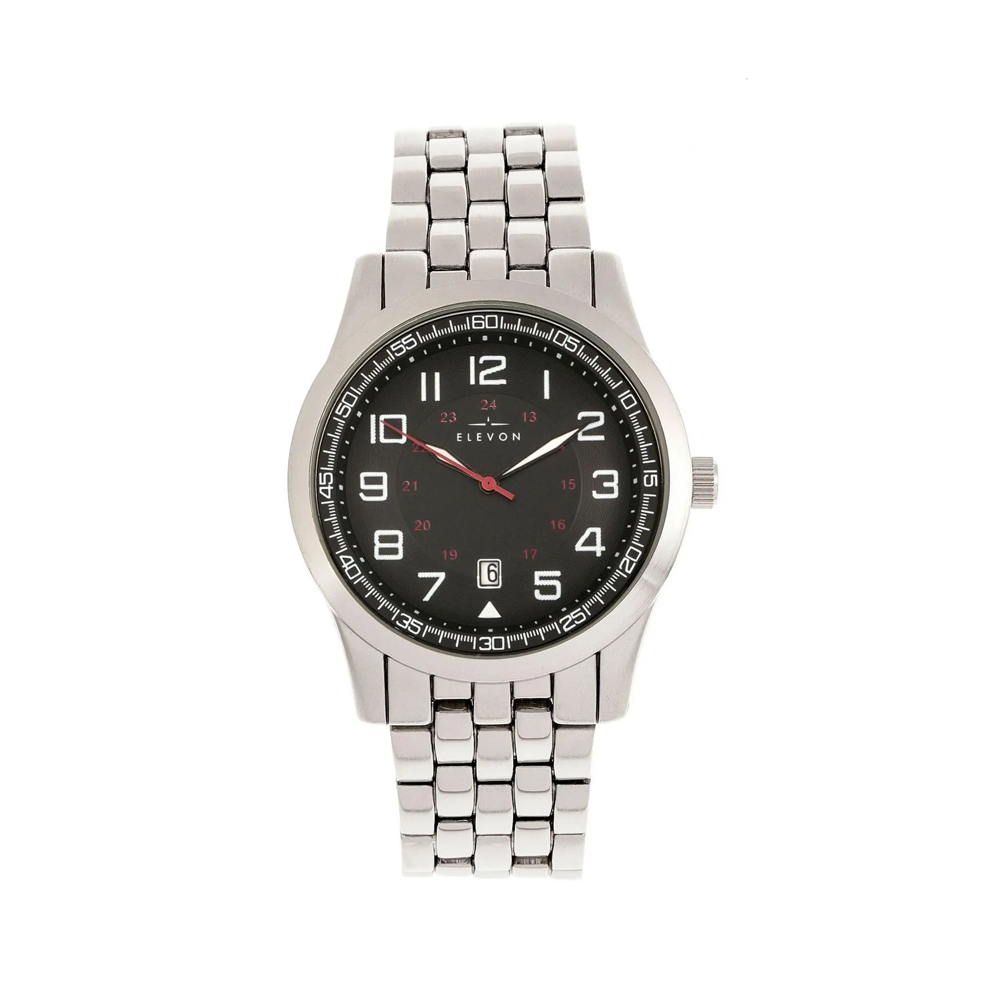 Elevon Men's Garrison Men's Silvertone Black Di al Watch