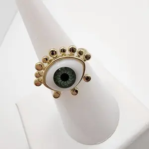 14k Gold laminated evil eye ring (adjustable)