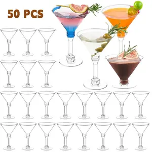 Multifunctional 150ml Goblet Set, 50 Pack, Reusable, Ideal for Holidays, Weddings & Girls' Night. Dual-use Cups for Champagne, Cocktails, Desserts, Cakes & Puddings. Stylish Practical Gift for Mother's Day & Home Entertaining Reusable Party Cups