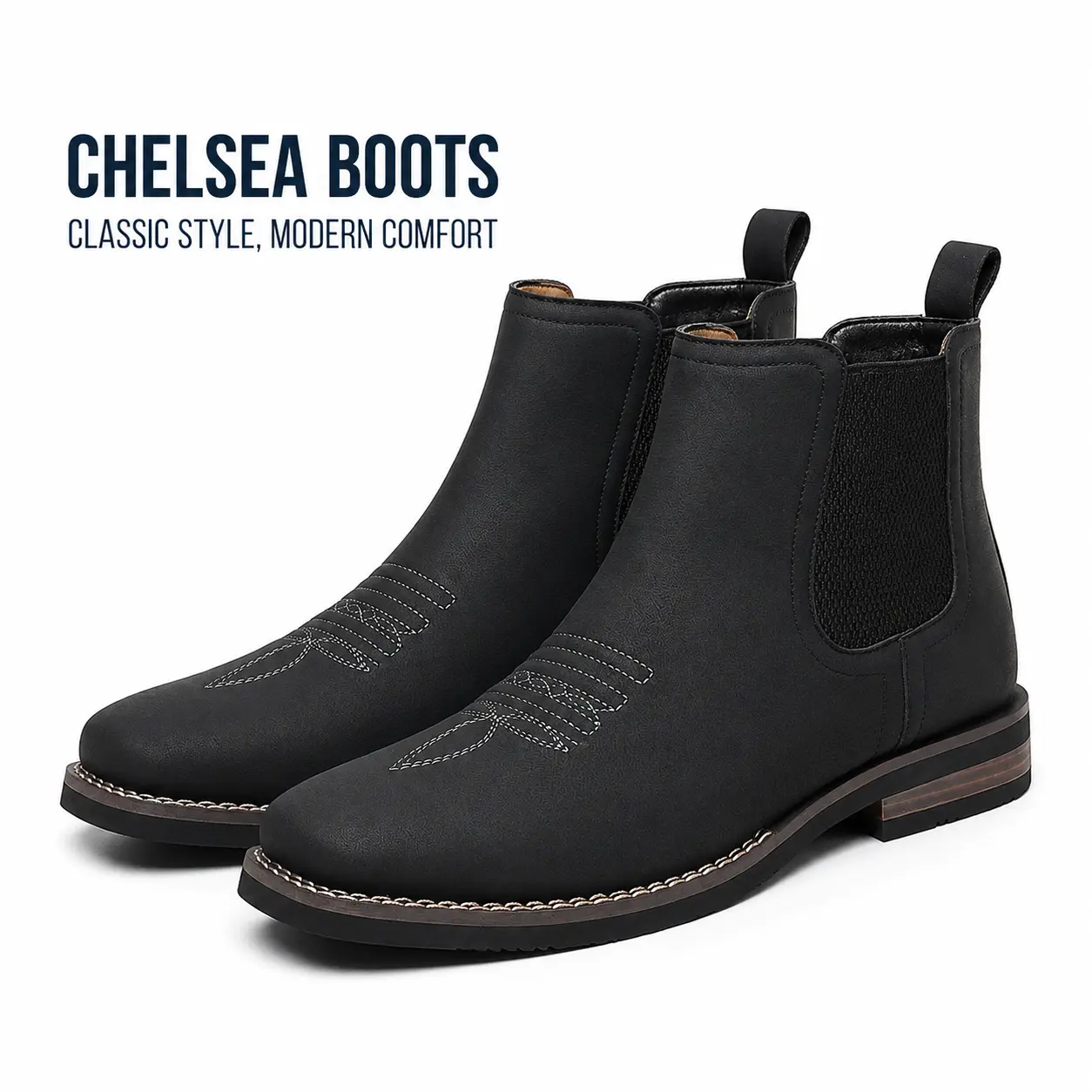 YANXIANSHOES Men's Classic Chelsea Boots - Smart Casual, Minimalist Shoes with Elastic Sides for Office, Daily Wear