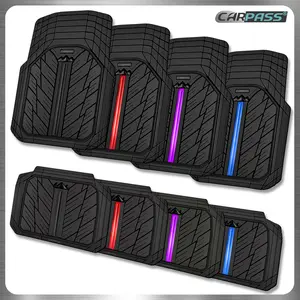 CAR PASS Durable Rubber Car Floor Mats, Deep Waterproof Car Mats All Weather, Universal Trim-to Fit Automotive Floor Mats for Car SUV Truck Van, Durable Floor Liners Solid