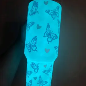Hearts and Butterflies Glow in the Dark Tumbler