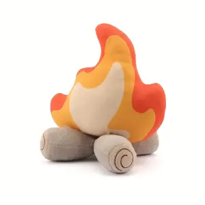 Adorable 11.81" Calcifer Fire Pile Plush Toy - Soft, Cozy Cartoon-Inspired Throw Pillow in Red & Gray with Stitched Details