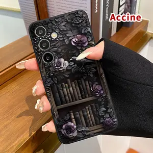 Case Compatible with Galaxy S24 Plus S25 S23 S22 Ultra S22+ Nocturnal Bookish Bloom Pattern Matte Liquid Silicone Shock-resistant Ultra Thin Phone Cover for Boy