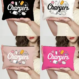 Multicolor Portable Digital Storage Bag with Creative Charger Pattern, Soft and Foldable Makeup Organizer for Cables and Toiletries, Ideal Gift for Travel, Travel Accessories