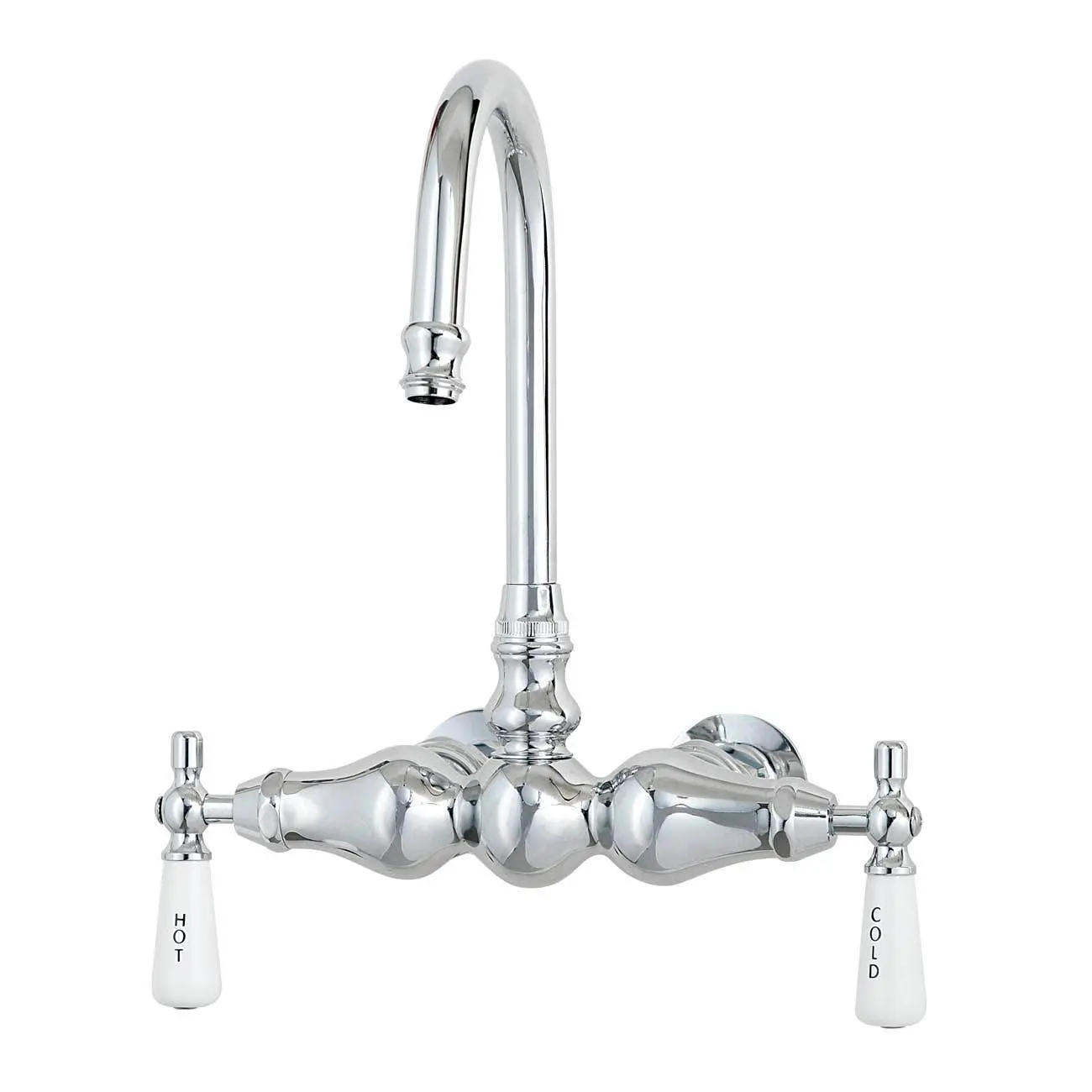 Chrome Bathroom Wall-Mount Gooseneck Clawfoot Bathtub Faucet for Soaking Tub Bathroom Retreat