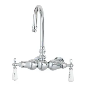 Bathroom Wall Mount Gooseneck Clawfoot Bathtub Faucet in Chrome