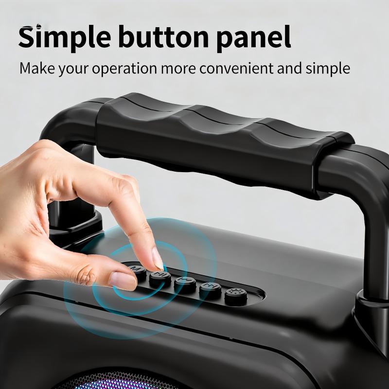 Portable Bluetooth Speaker with Handheld, Built-in LED RGB lights, Supporting USB/TF Card/AUX/BT 5.1 Playback Functions, Boombox for indoor Outdoor Camping Party Music Play