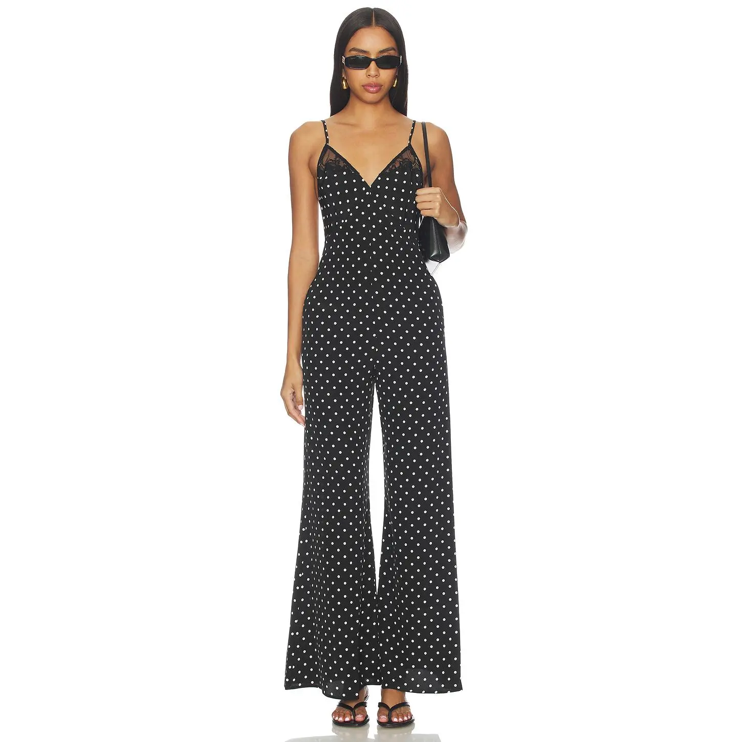 fleur du mal Open Back Jumpsuit in Small Black Dots