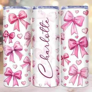 Custom name Pink Bow Tumbler 20oz