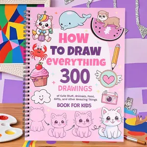How to Draw Everything, 300 Cute Things Animals Food Gifts Illustrations, Perfect Christmas Birthday New Year Gift