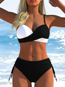 New Women's Fashion Tie Back Bikinis Swimsuit Set, Bikini Sets, Sea Fancy Swimsuits, Perfect for Beachwear, Spring Summer Trend 2026, Stylish Swimwear for Ladies