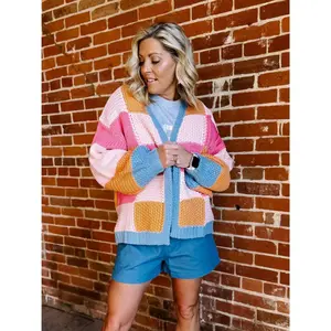 Color Story Patchwork Cardigan, Sunkist Combo