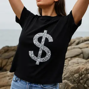 Sparkle Dollar Sign Women's T-Shirt Money Symbol Design Casual Wear For Everyday Fashion Gift For Friends And Family
