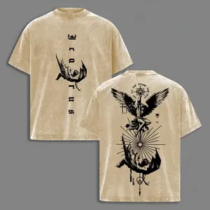 Icarus Streetwear Oversized Tee, Gothic Angel Graphic Shirt, Vintage Mythcore Top