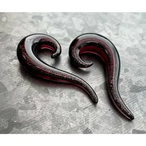 PAIR of Beautiful Purple Glass Spiral Taper Plugs - Expanders Gauges - 2g (6mm) thru 1/2" (12mm)