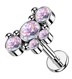 Rainbow Aurora Passel Gem Labret Post