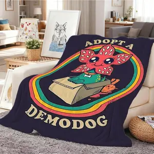 1Ppc STRANGER blanket Retro Cartoon Design Exquisite Blanket, Cozy Living Room Accent, Halloween Fun Perfect Gift Eleven, Mike, Dustin, Lucas, Will, Vecna, Jim, Joyce, Nancy, outdoor enthusiasts, perfect Christmas and New Year's gifts.
