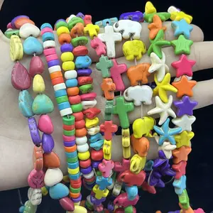 Natural stone multicolored turquoise in long strands; various shapes and styles available. Loose beads for DIY bracelets and necklaces—essential accessories for handmade enthusiasts.