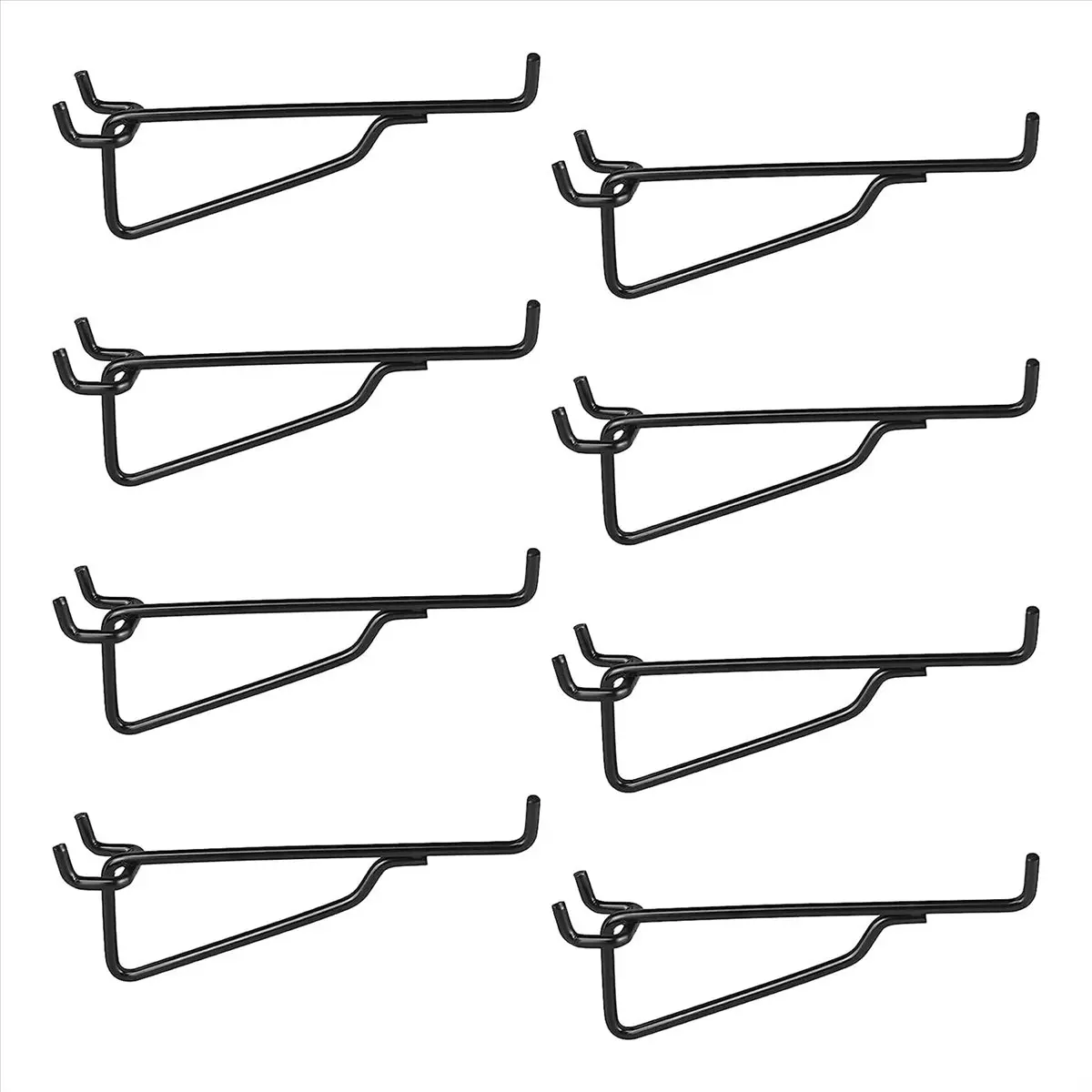 8-Pack 6-in Metal Perforated Pronged Hook Set, Strong Welded Garage Peg Board Organizer with Hanging Locks for Organizing Tools, Over 44lbs/20kg Load Capacity, Ideal for Tool Shed, Workbench