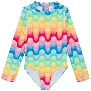 Girls Long Sleeve Surf Suit (One Piece Bodysuit) | "Surf's Up"