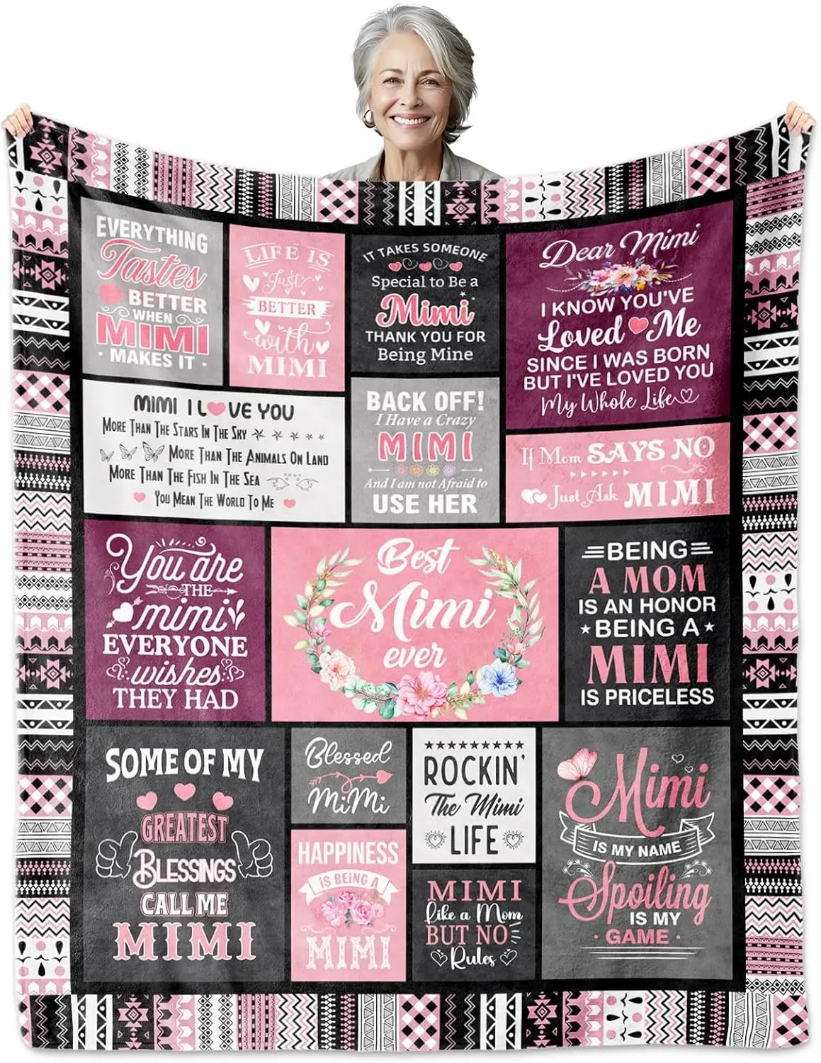 Mimi Birthday Gifts from Grandkids, Mimi Gifts Blanket, Birthday Gifts for Mimi, Gifts for Grandma, Mimi Gift Ideas for Mother's Day Christmas, Great Grandma Gifts for Mimi Nana Gigi