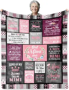 Mimi Birthday Gifts from Grandkids, Mimi Gifts Blanket, Birthday Gifts for Mimi, Gifts for Grandma, Mimi Gift Ideas for Mother's Day Christmas, Great Grandma Gifts for Mimi Nana Gigi