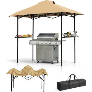 Grill Canopy for Outdoor BBQ, 80 * 40in Portable Canopy Tent with BBQ Shelf, Carry Bag and Ventilation Opening for Patio Garden Events Picnic Grilling