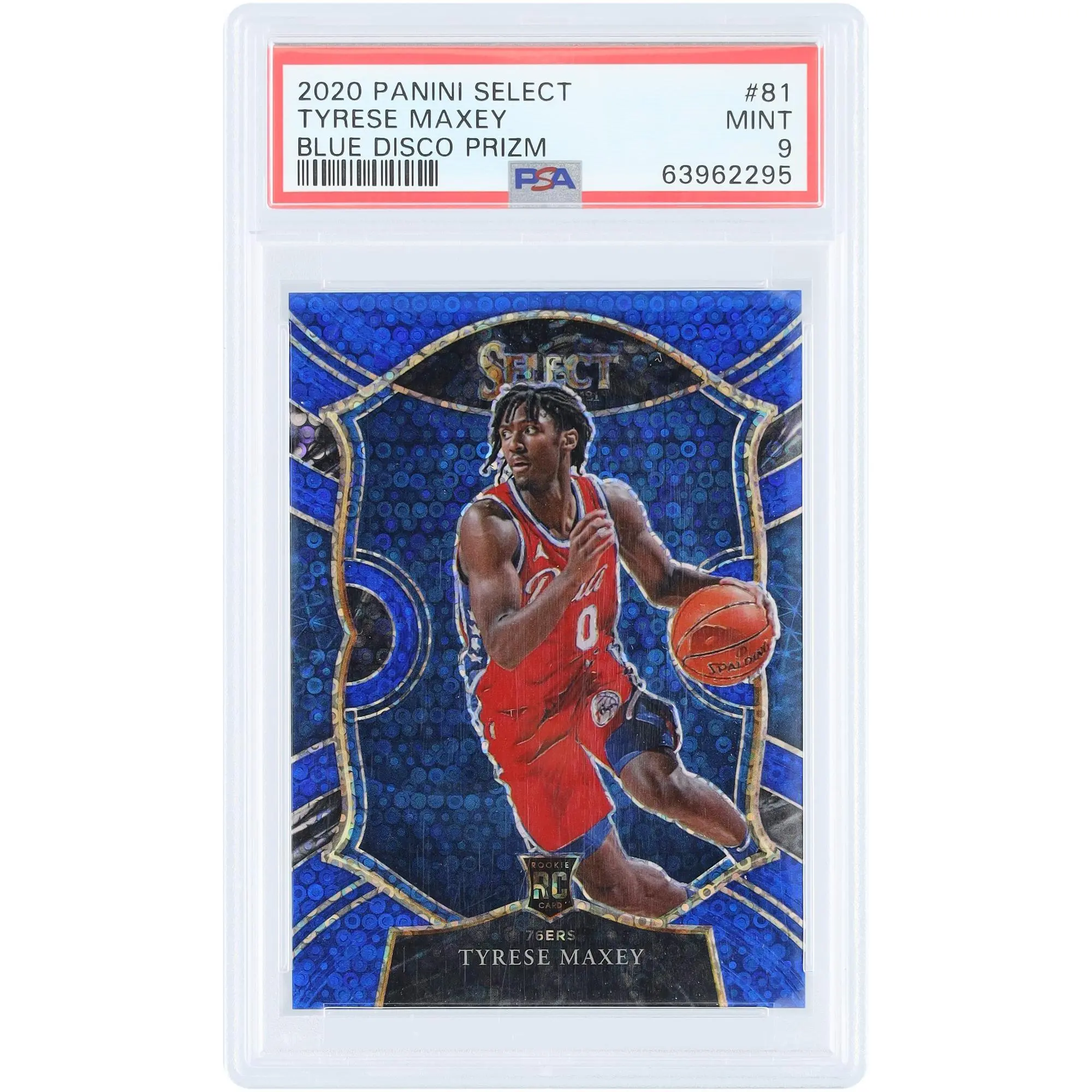 Tyrese Maxey Philadelphia 76ers 2020-21 Panini Select Blue Disco Prizm #81 #12/25 PSA Authenticated 9 Rookie Card - Fanatics Authentic Certified