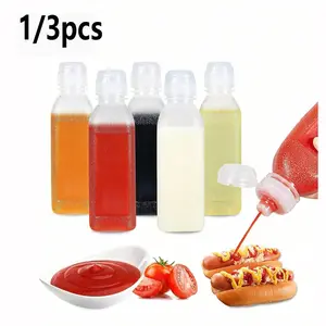 Square Sauce Bottle with Lid, Multi-Color Portable Condiment Dispenser, Lunch Box Squeeze Bottle, Oil Bottle, Transparent Seasoning Container, Kitchen Supplies