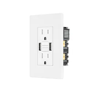 Brilltech 15 Amp GFCI Outlet with Dual USB-A Ports, Self-Test GFCI Electrical Outlet, LED Indicator, Tamper-Resistant GFCI Outlet, Screwless Wall Plate Included, ETL Listed, White
