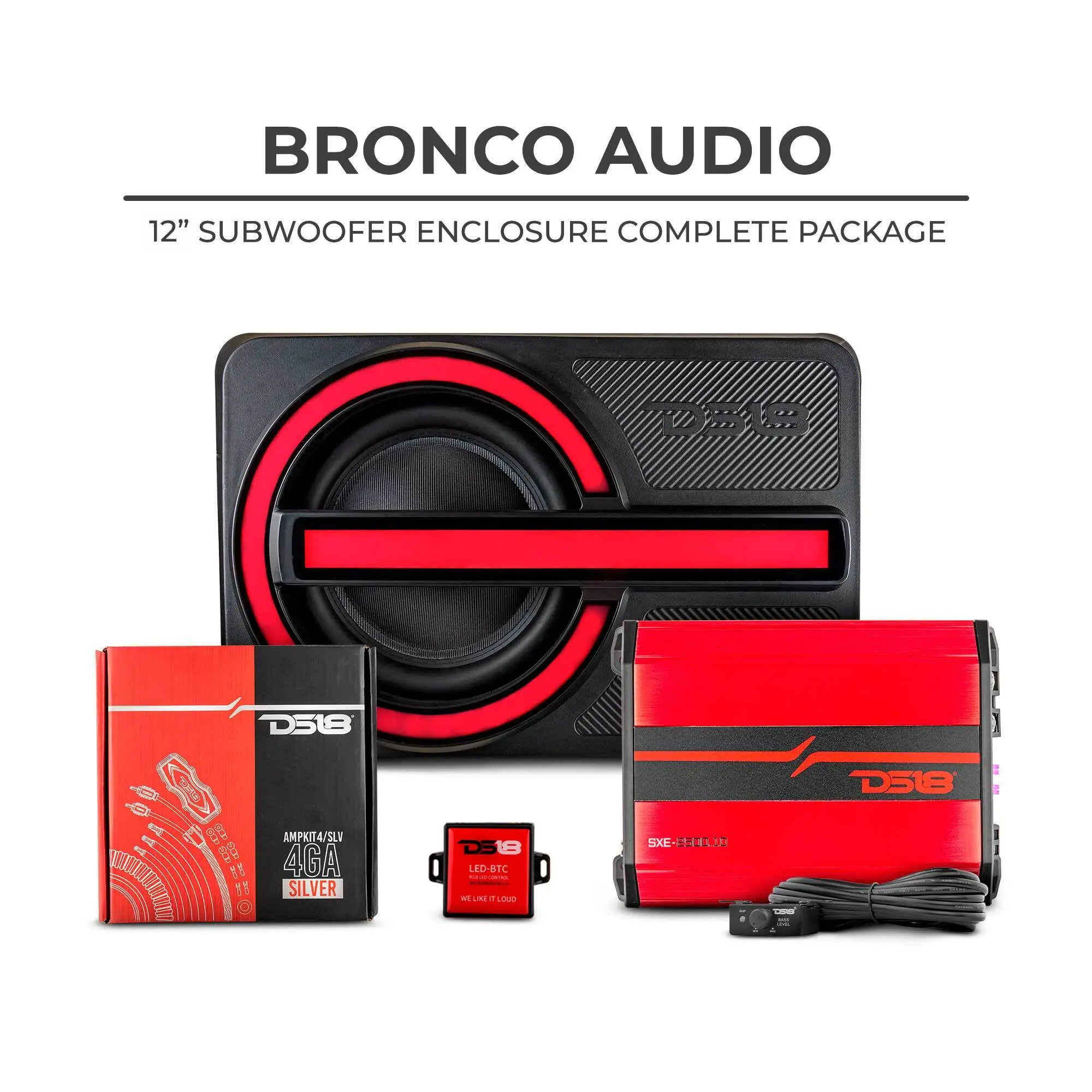 DS18 6th Gen Bronco BRO-BASS Complete Car Stereo Upgrade Package - 12” Subwoofer Enclosure with Subwoofer Heavy Bass