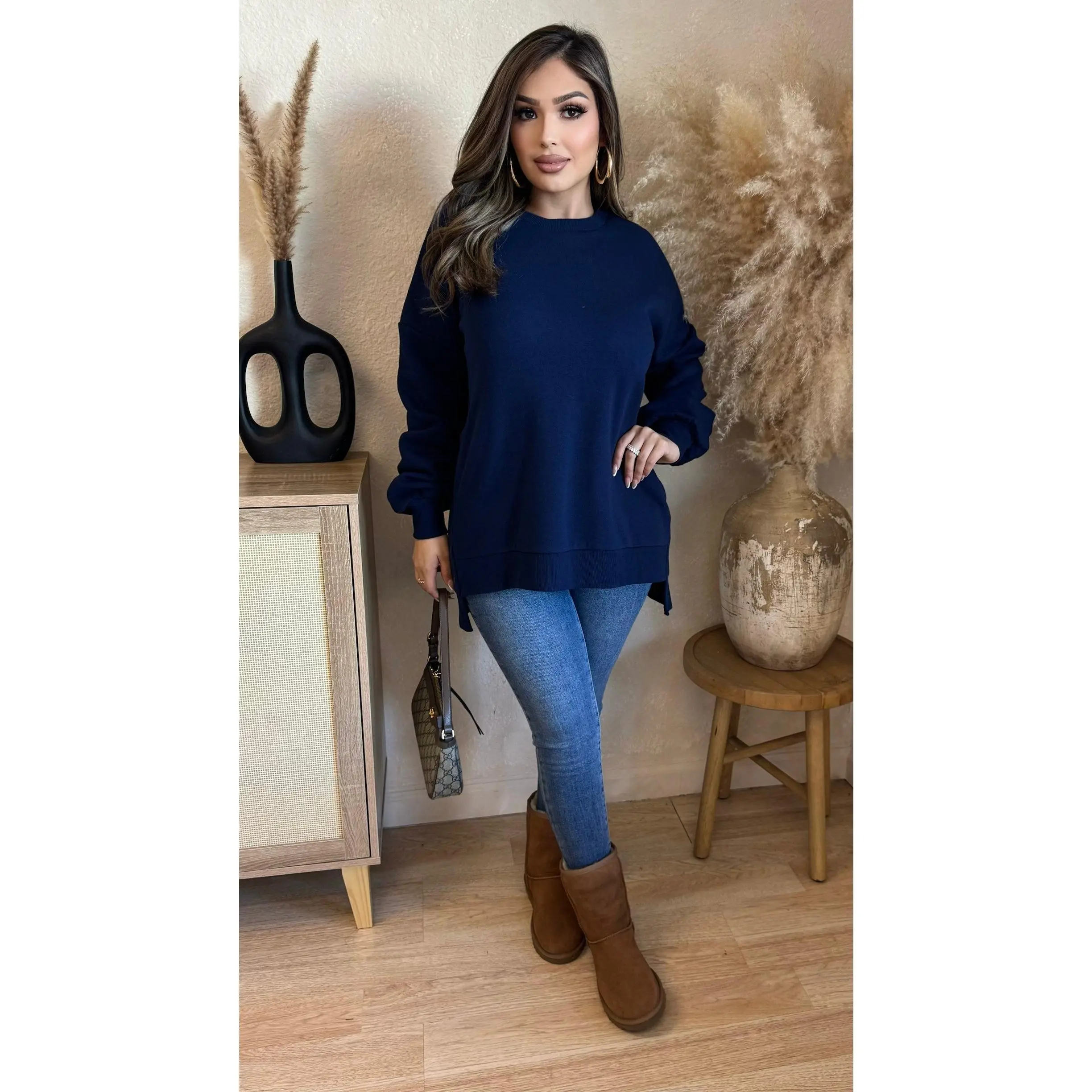 Out All Day Oversize Sweater (Navy)