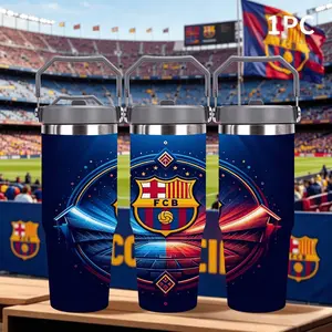 1pc 30oz Stainless Steel Insulated Sports Water Bottle, Printed with the Barcelona FCB ，Leakproof Travel Mug for Football Fans, Hot/Cold Drinks, Great Gift for Barca Lovers，Outdoor camping Coffee Cups & Mugs, Vacuum Insulated Cup
