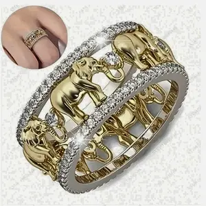 1 piece vintage nugget ring for women, exaggerated elephant design, daily and party jewelry, great gift for holidays