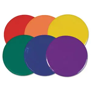 212 MAIN Poly Spot Marker Set - 9in Colored Gym Markers, Assorted Colors, 6-Piece Flat Disks for Field-Marking, Colored Markers