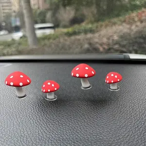 2pcs Cute Mushroom Healing Decoration Series Car Decorations, New Car Interior Car Center Console Ornaments, Car Interior Accessory, Car Accessories