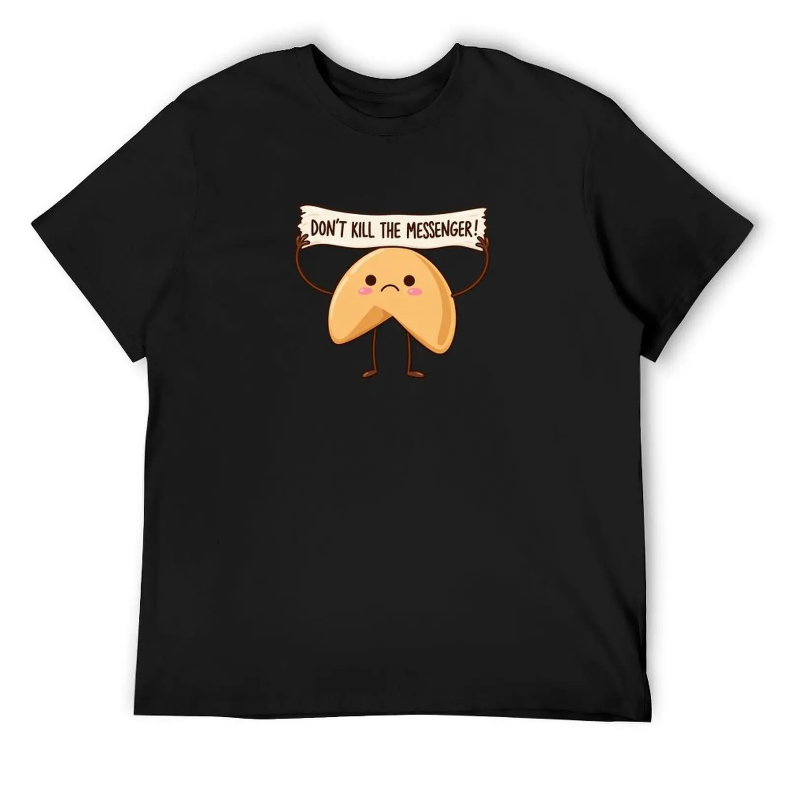 Don’t Kill the Messenger Funny Graphic T-Shirt, Cute Cartoon Fortune Cookie Print Crew Neck Short Sleeve Casual Tee for Men and Women
