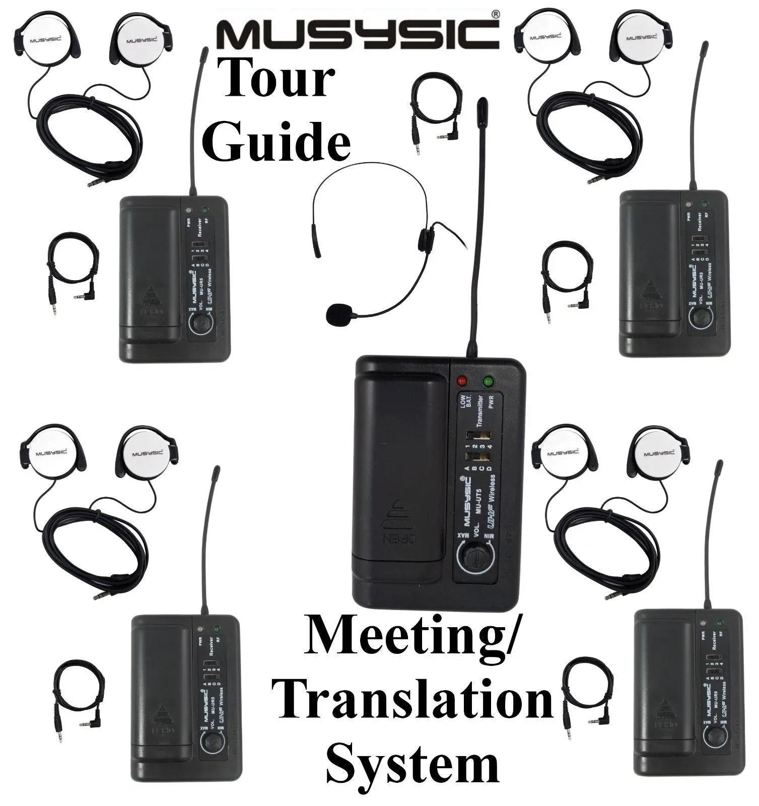 Professional UHF Wireless Tour Guide /Meeting/Translation System UR5/UT5