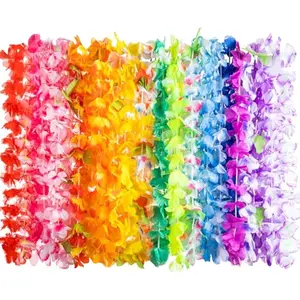 Toy 24 Counts Hawaiian Leis Bulk, Tropical Flower Lei Hawaiian Lei Beach Hawaii Luau Party Favors Decoration Birthday Party Supplies
