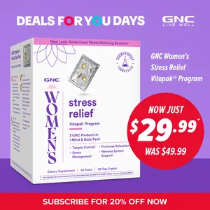 GNC Women's Stress Relief Vitapak, Stress & Cortisol Management with Cognitive Support, 30 Count