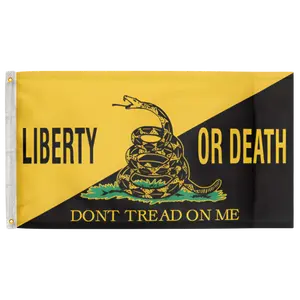 Liberty or Death Gadsden B&Y 3'X5' Flag 100D Polyester (90cm x 150cm) (G37) RolFlags