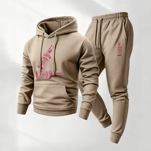 Men's Vintage Drink-Themed Hoodie And Sweatpants Set Classic Western Style, Comfortable Men's Sportswear, A Must-Have For Beer Lovers, Perfect For Casual Everyday Wear 023
