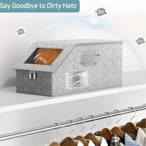 Hat Storage Box Foldable Zipper Baseball Cap Storage Box Wardrobe Storage Boxes Storage Non-woven Dustproof Storage Box Closet Storage Bins